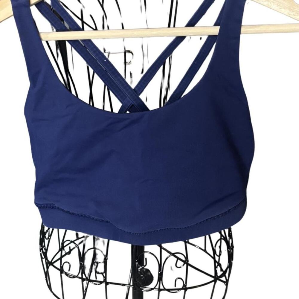 Lululemon Navy Blue Energy Bra Strappy Crisscross Back Size 10 Luxtreme